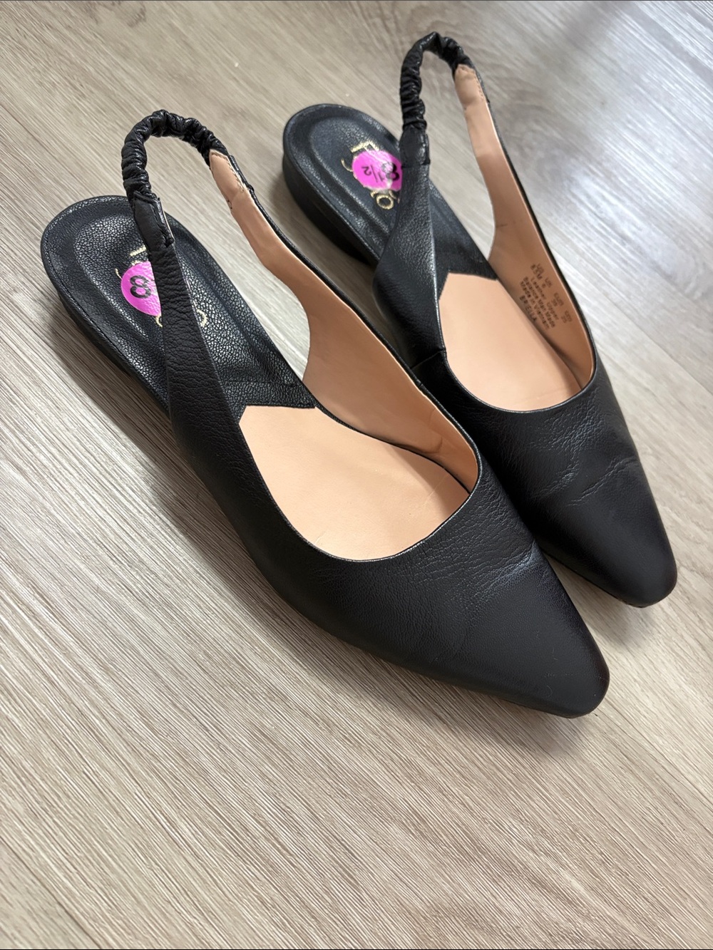 Franco Sarto Black Pointed Slingback Flats